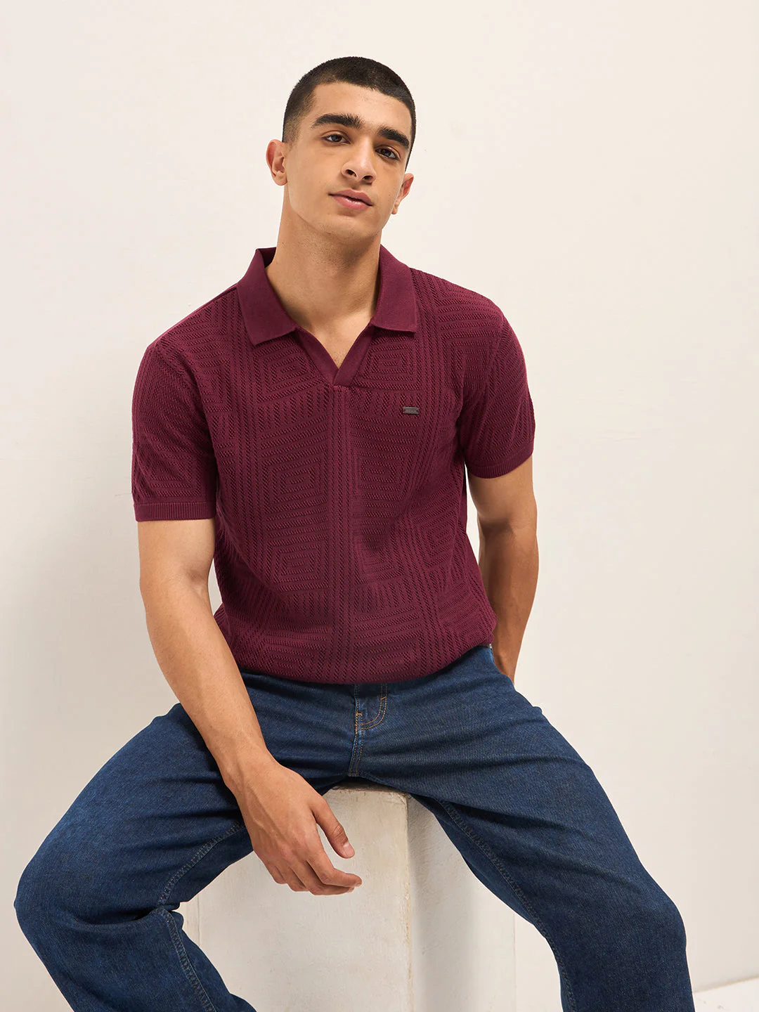 Men Maroon Slim Fit Polo