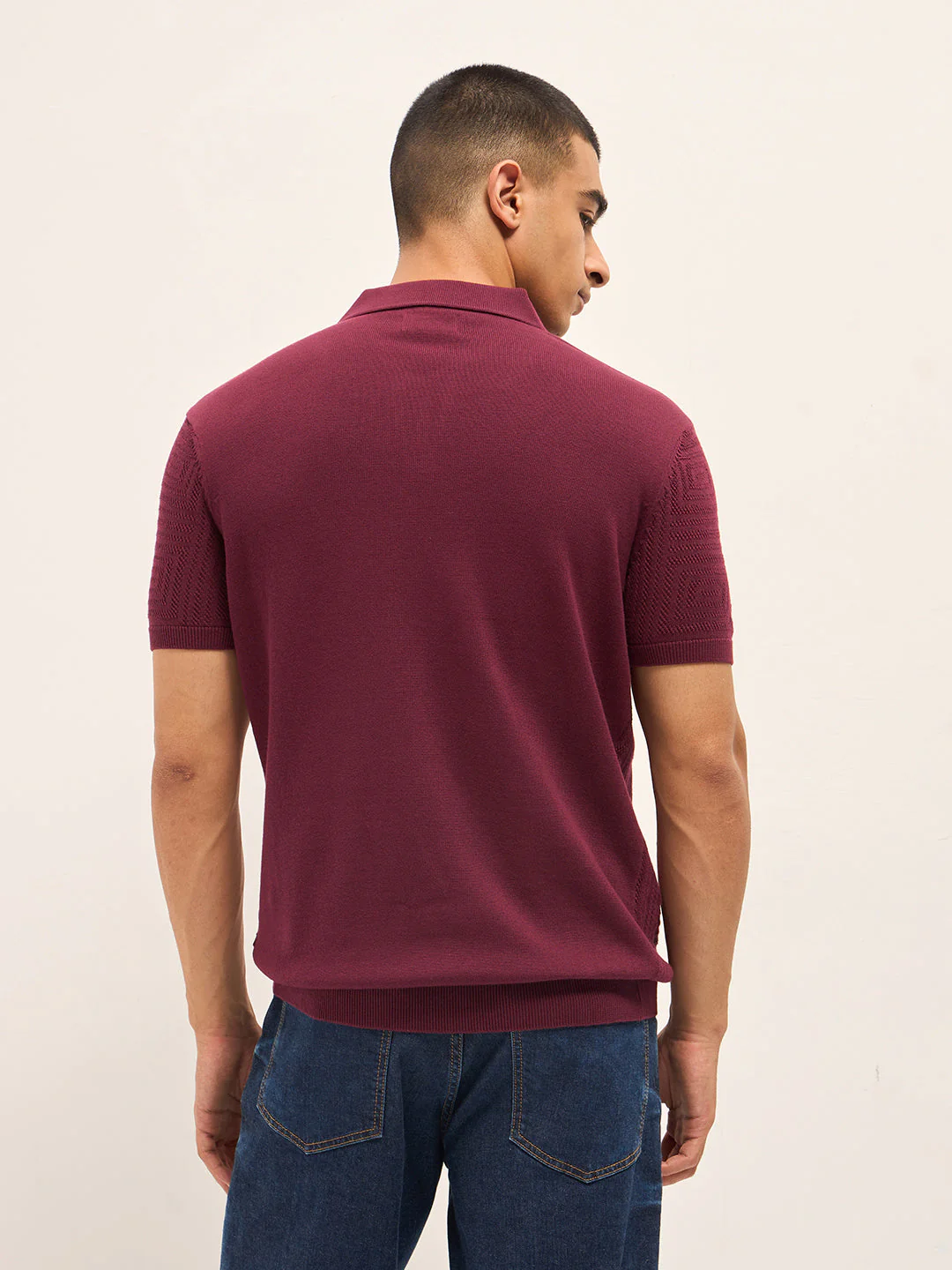 Men Maroon Slim Fit Polo - Image 2