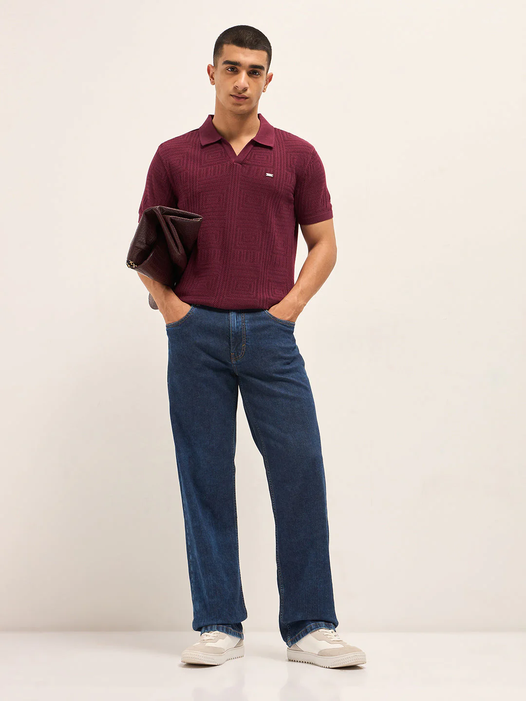 Men Maroon Slim Fit Polo - Image 4