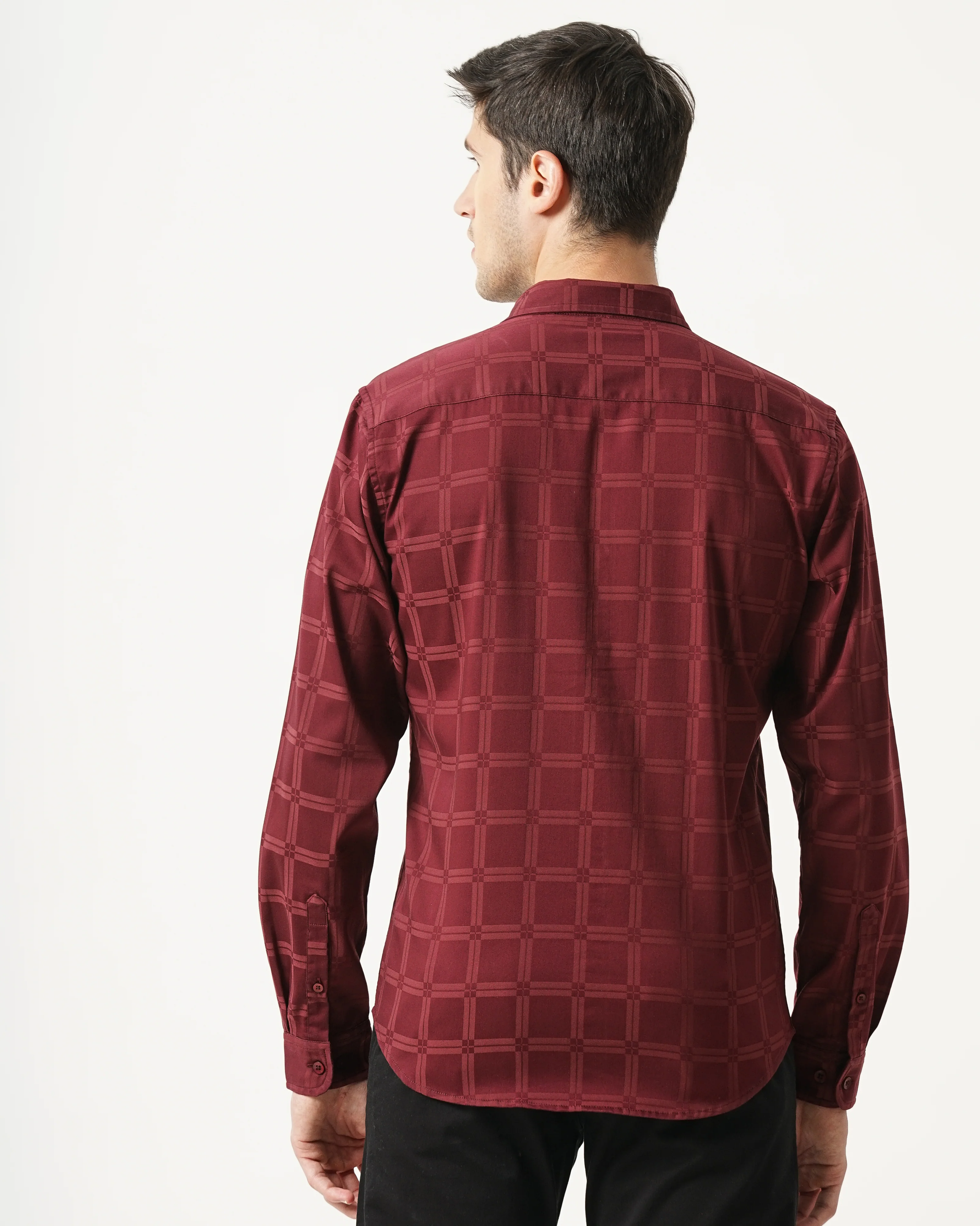 Men Maroon Slim Fit Shirt - Image 2