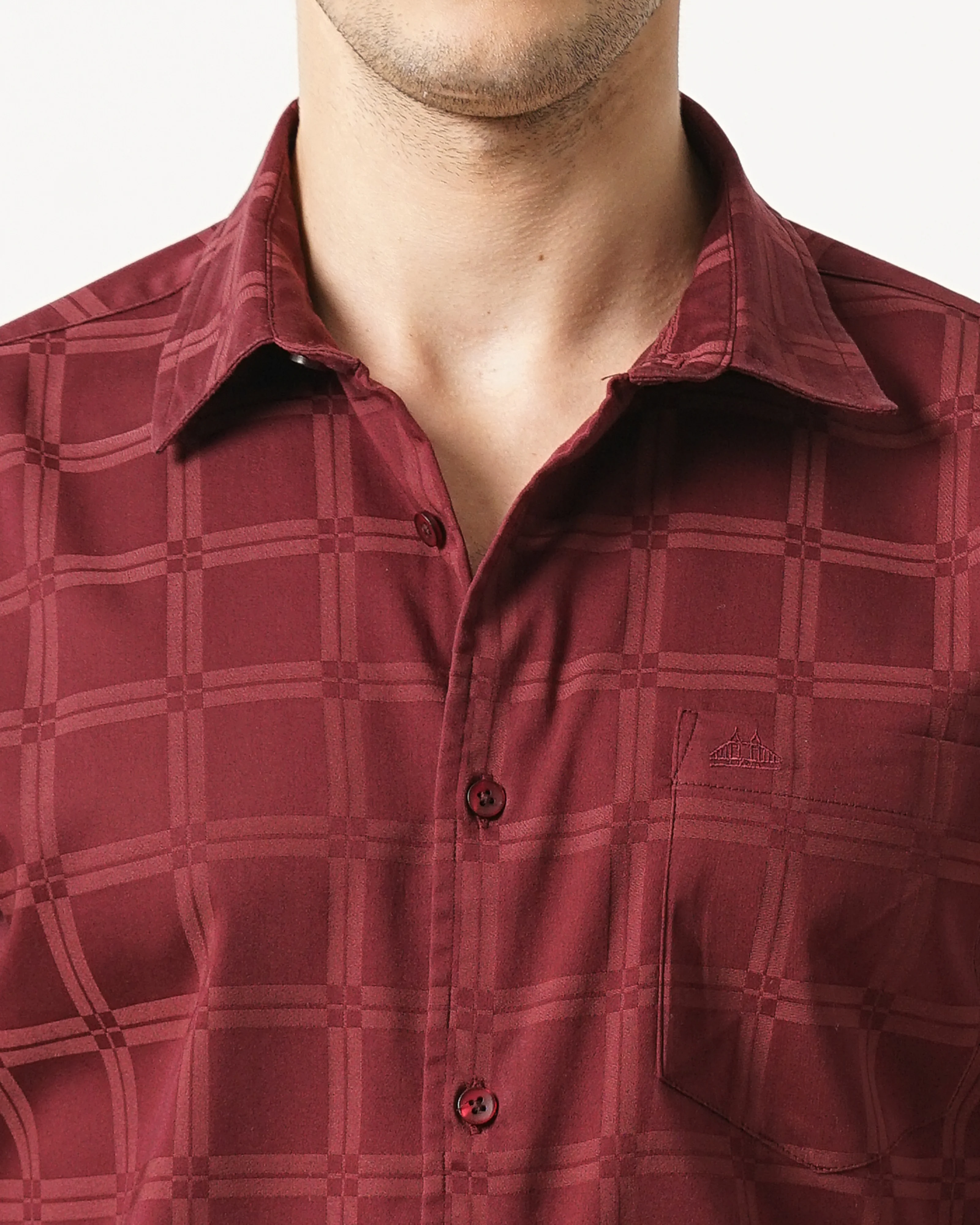 Men Maroon Slim Fit Shirt - Image 4