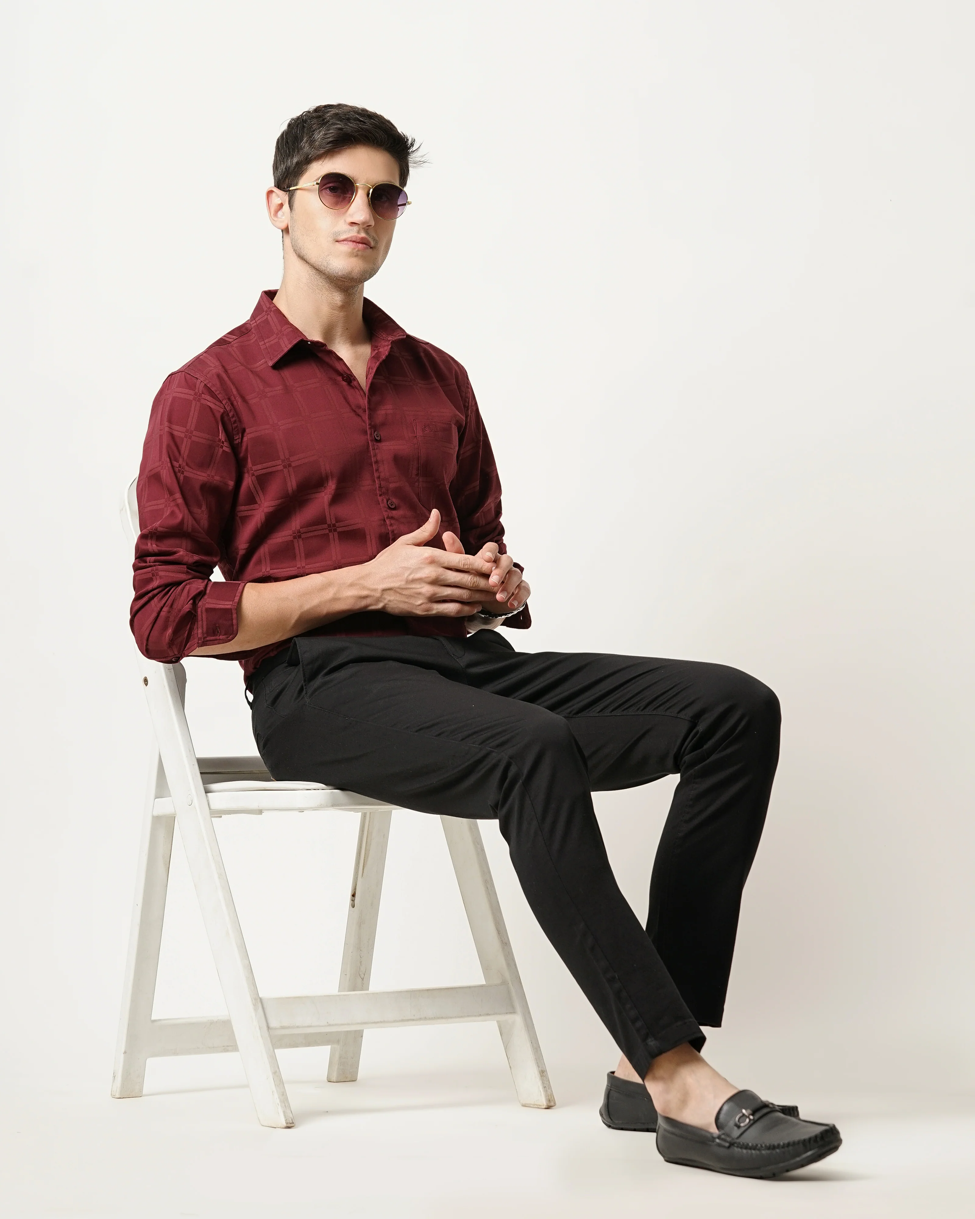 Men Maroon Slim Fit Shirt - Image 8