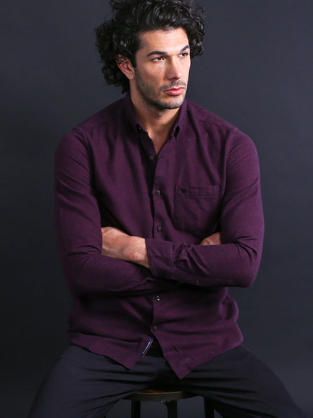 Men Maroon Slim Fit Solid Casual Shirt - Image 2