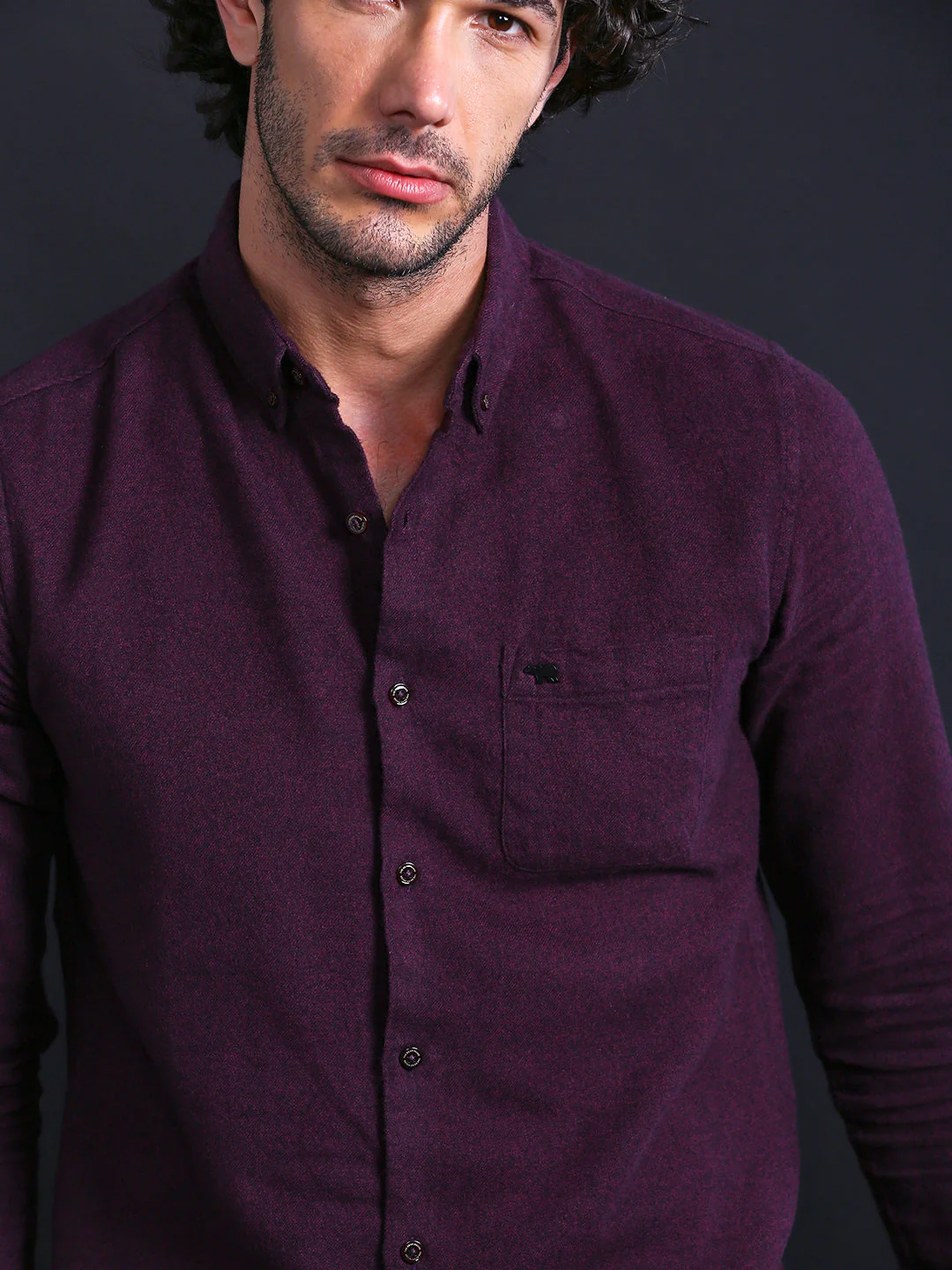 Men Maroon Slim Fit Solid Casual Shirt - Image 3