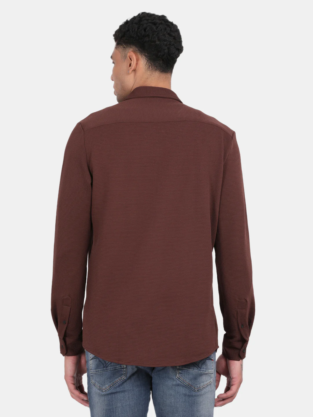 Men Maroon Slim Fit Spread Collar Full Sleeve Casual Shirt - Image 2