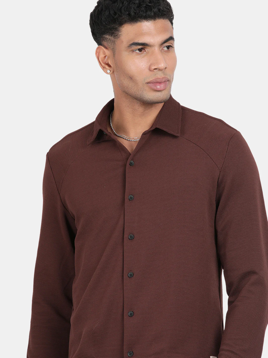 Men Maroon Slim Fit Spread Collar Full Sleeve Casual Shirt - Image 6