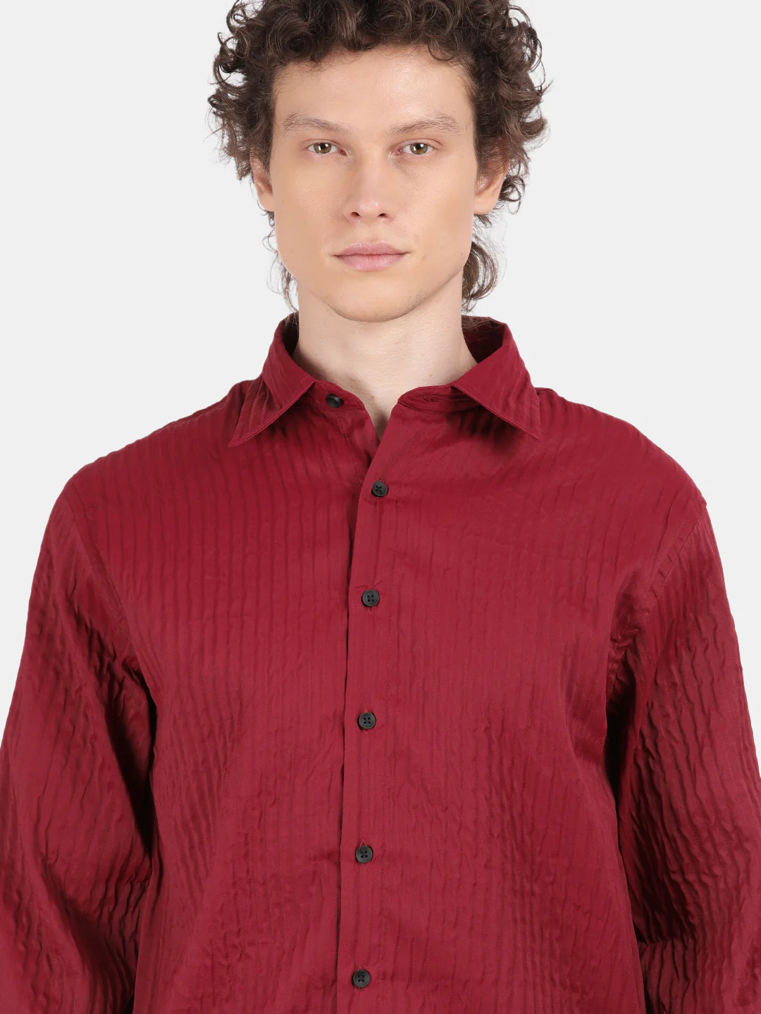 Men Maroon Slim Fit Spread Collar Full Sleeve Casual Shirt - Image 6