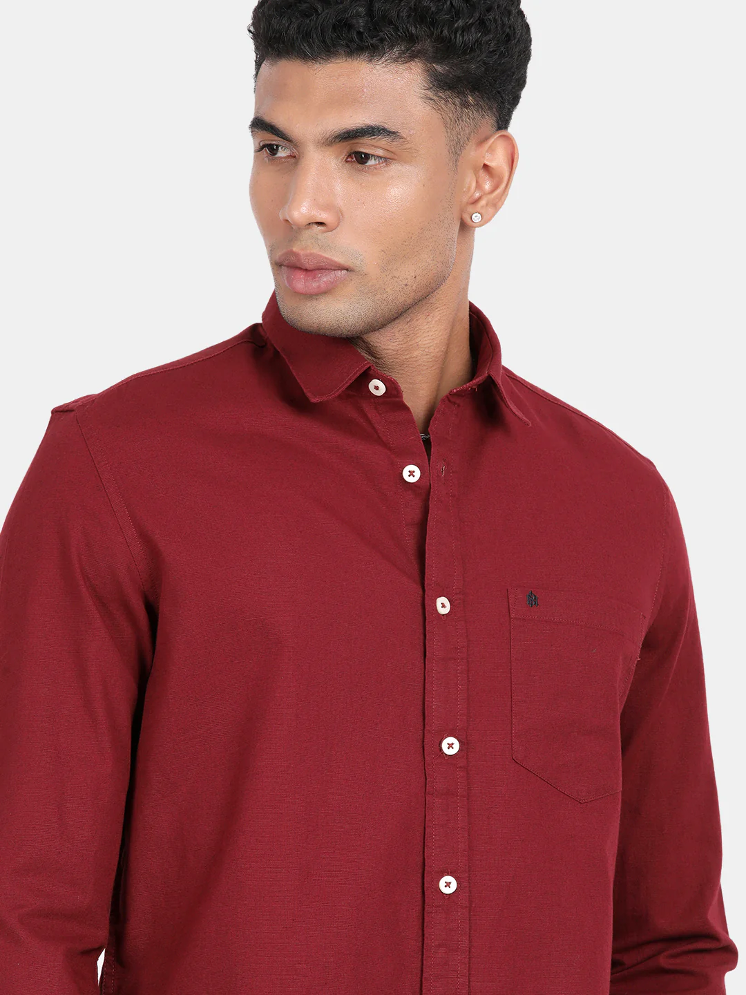 Men Maroon Slim Fit Spread Collar Full Sleeve Casual Shirt - Image 6