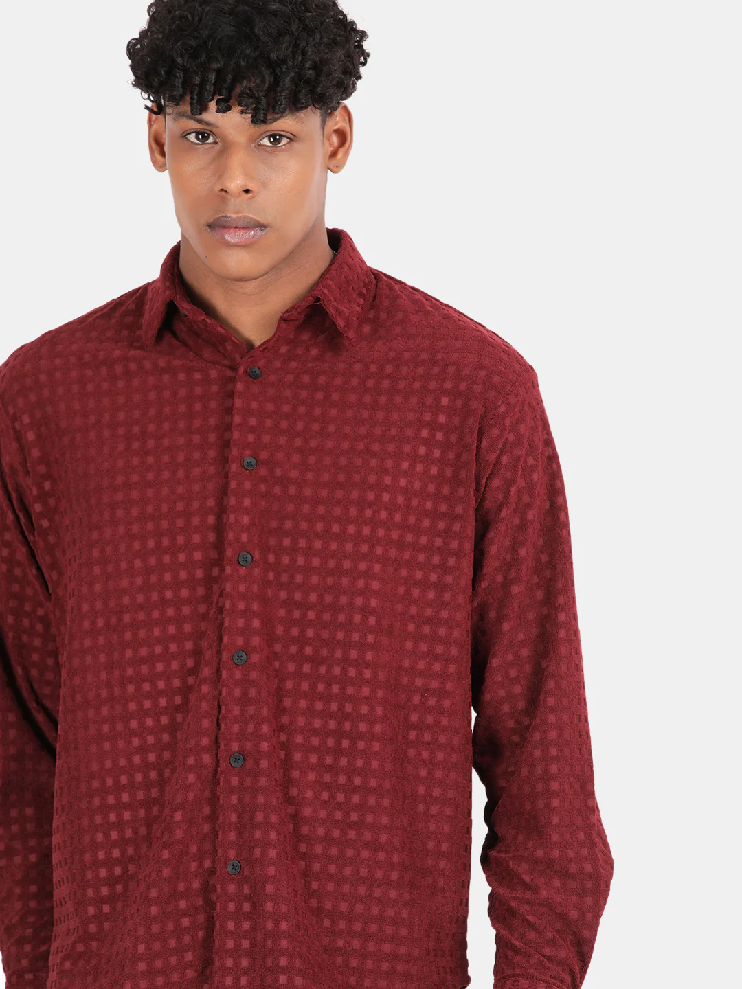 Men Maroon Slim Fit Spread Collar Full Sleeve Casual Shirt - Image 6