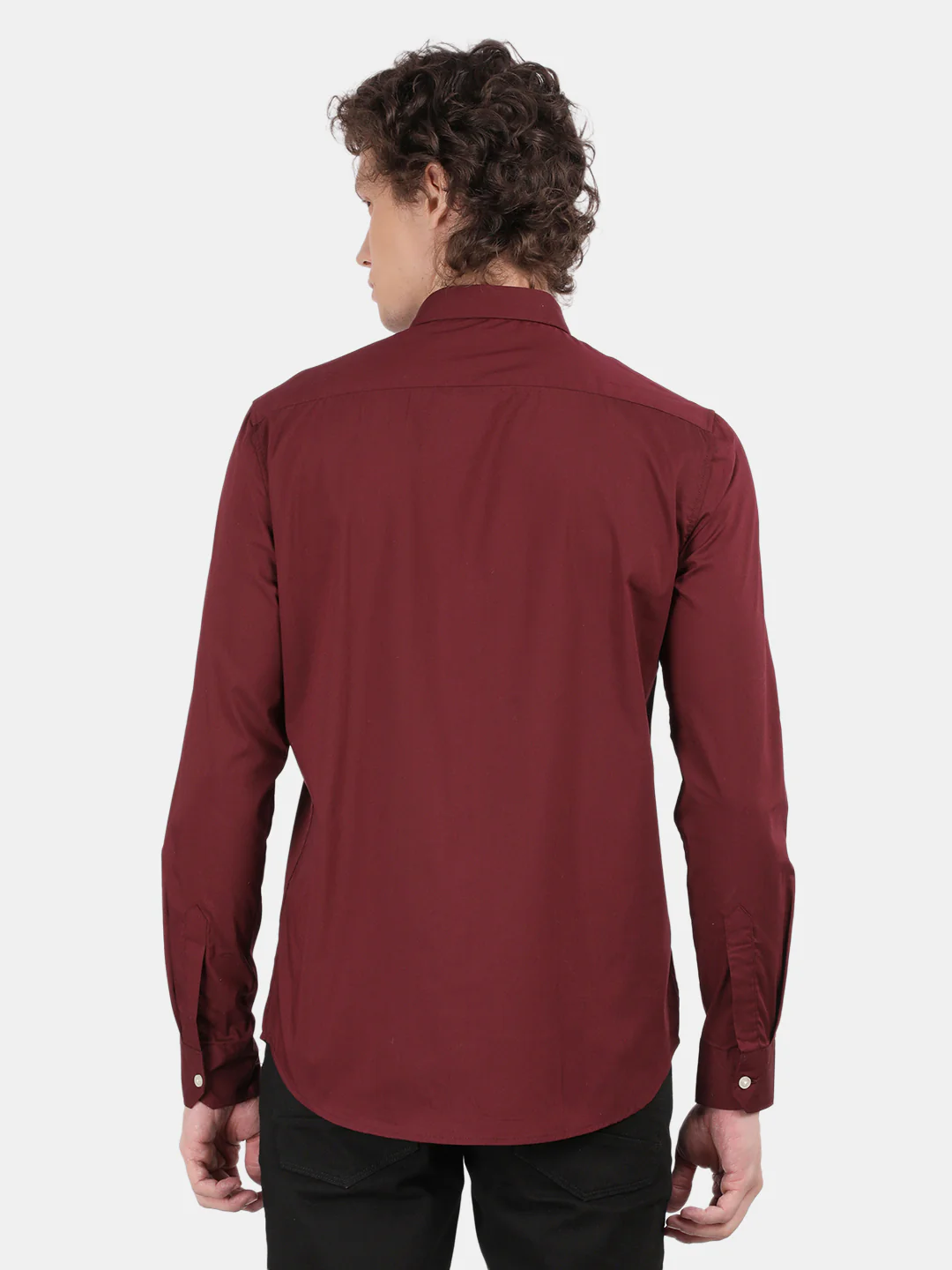 Men Maroon Slim Fit Spread Collar Full Sleeve Casual Shirt - Image 2