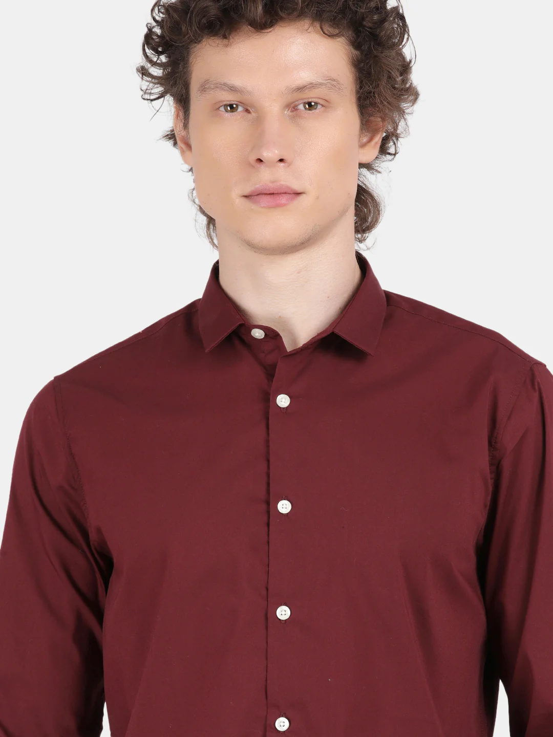 Men Maroon Slim Fit Spread Collar Full Sleeve Casual Shirt - Image 6