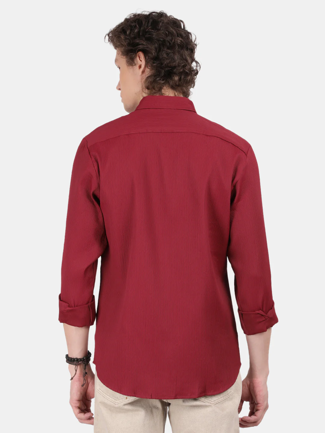 Men Maroon Slim Fit Spread Collar Full Sleeve Casual Shirt - Image 2