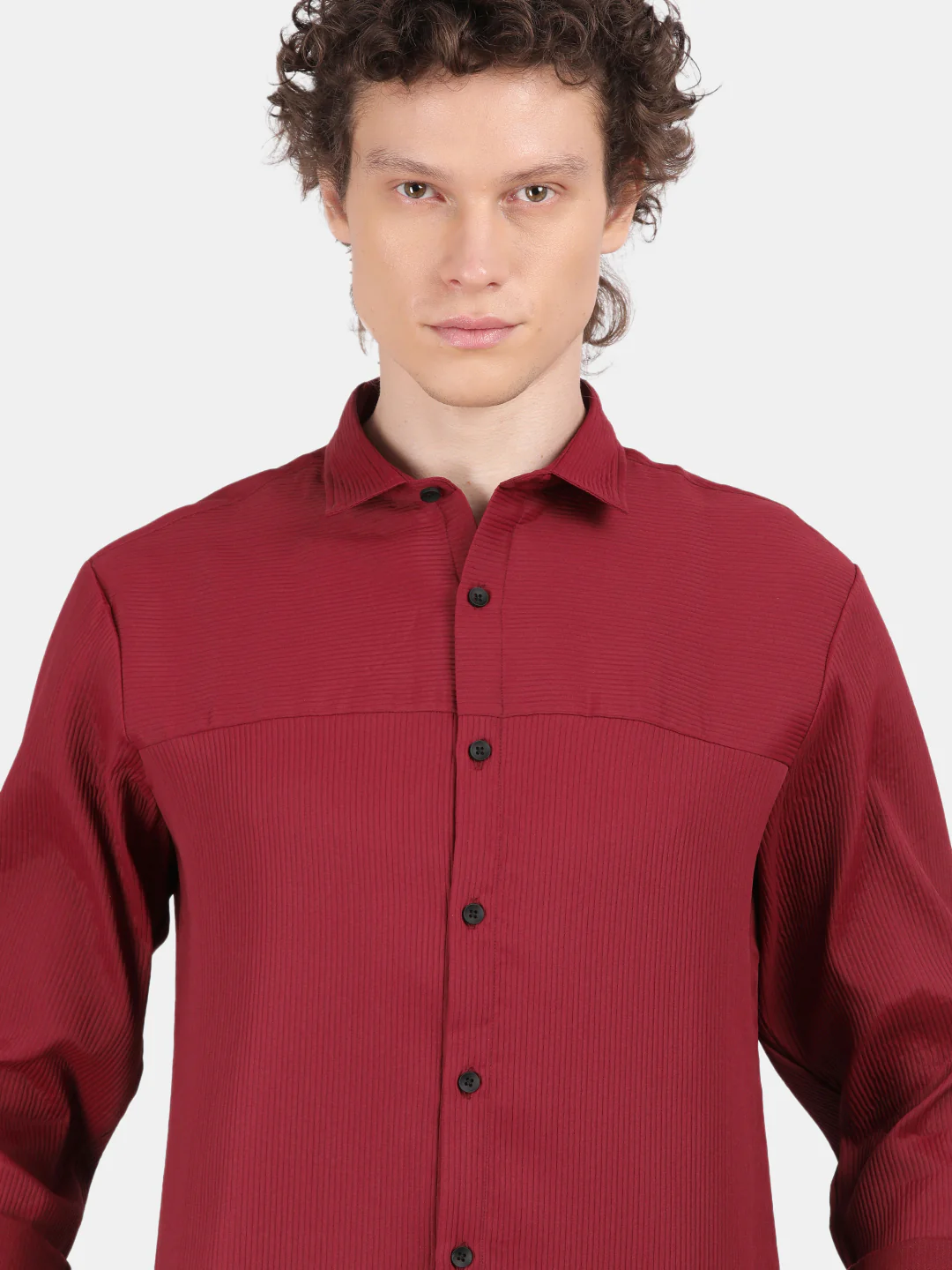 Men Maroon Slim Fit Spread Collar Full Sleeve Casual Shirt - Image 6