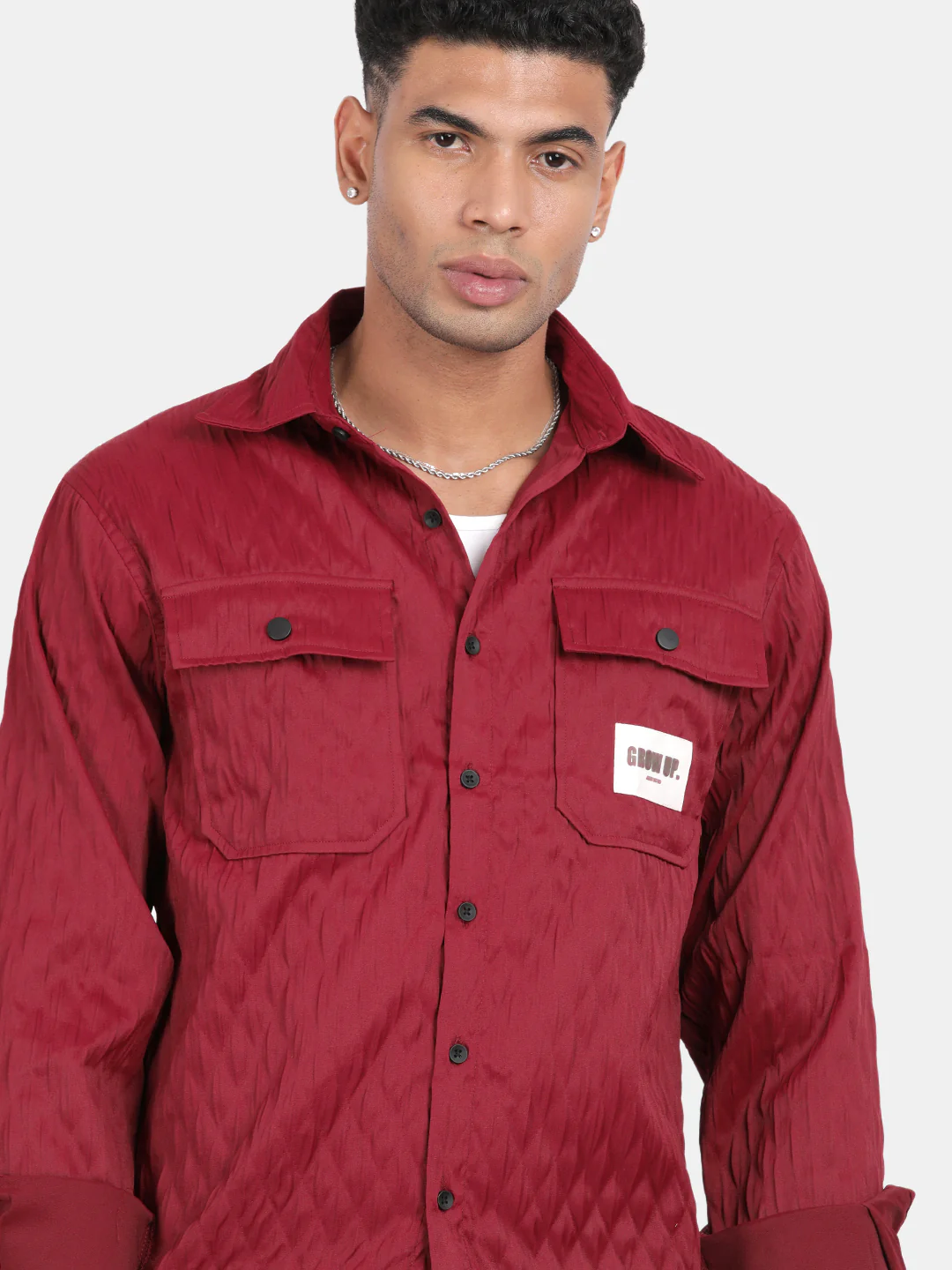 Men Maroon Slim Fit Spread Collar Full Sleeve Casual Shirt - Image 6