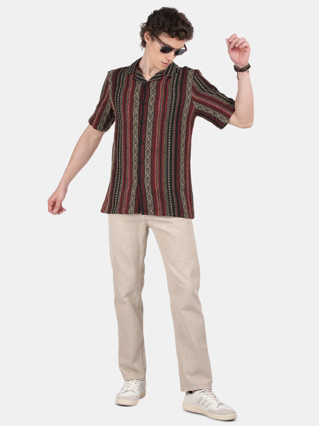 Men Maroon Slim Fit Spread Collar Half Sleeve Casual Shirt - Image 3