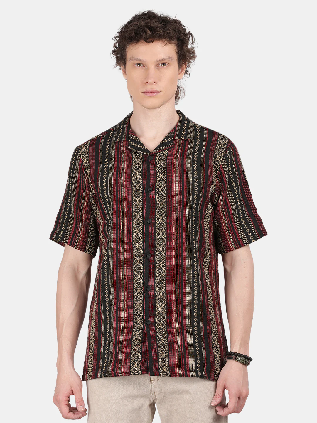 Men Maroon Slim Fit Spread Collar Half Sleeve Casual Shirt - Image 4
