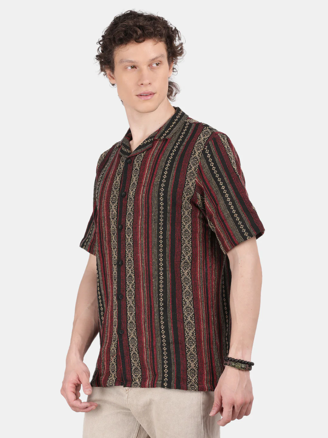 Men Maroon Slim Fit Spread Collar Half Sleeve Casual Shirt - Image 5