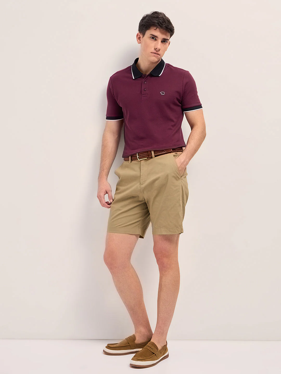 Men Maroon Solid Polo T-shirt - Image 4