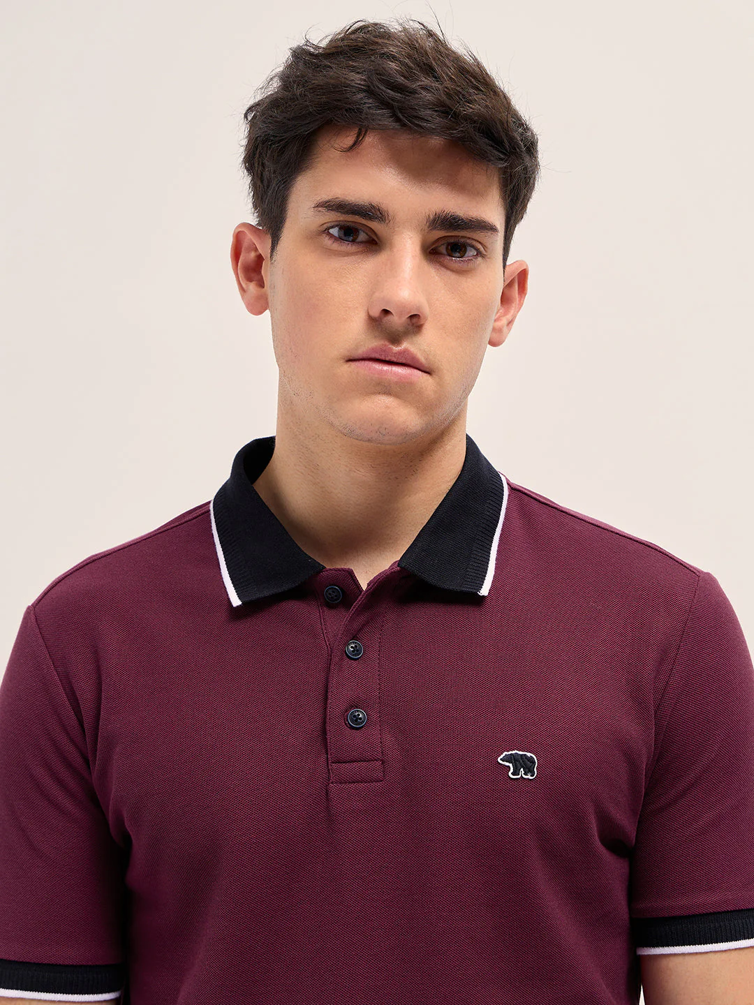 Men Maroon Solid Polo T-shirt - Image 5