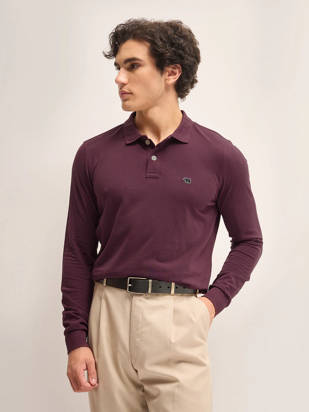 Men Maroon Solid Regular Fit Polo Collar T-shirt