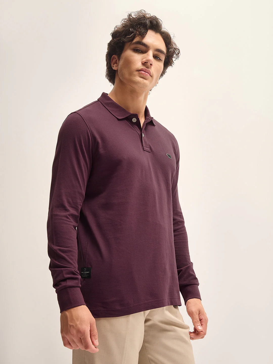 Men Maroon Solid Regular Fit Polo Collar T-shirt - Image 3