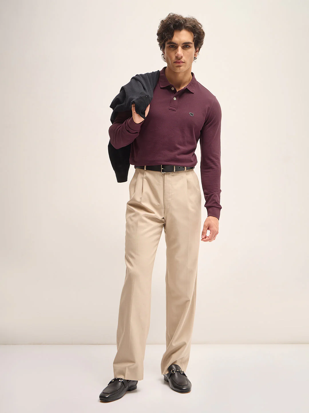 Men Maroon Solid Regular Fit Polo Collar T-shirt - Image 4