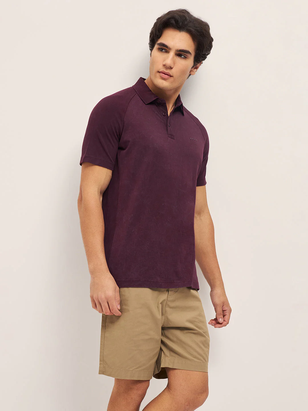 Men Maroon Solid Regular Fit Polo Collar T-shirt - Image 3