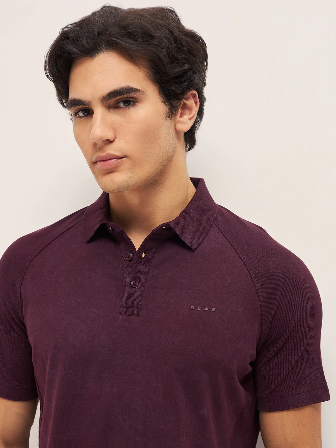 Men Maroon Solid Regular Fit Polo Collar T-shirt - Image 4