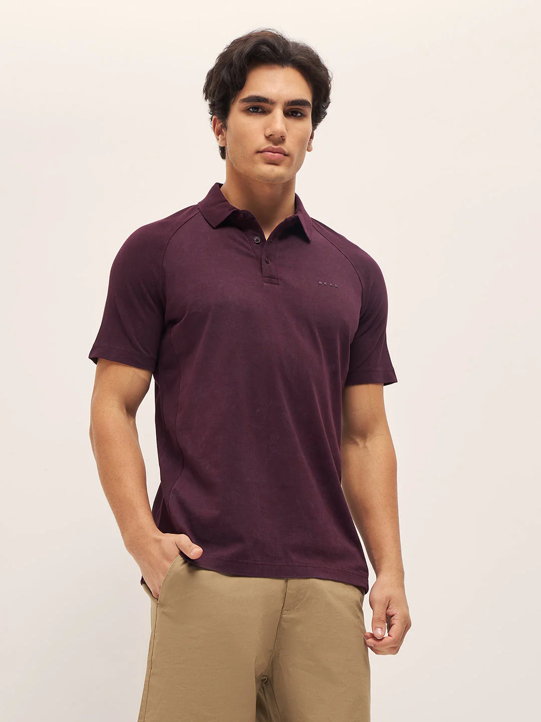 Men Maroon Solid Regular Fit Polo Collar T-shirt - Image 6