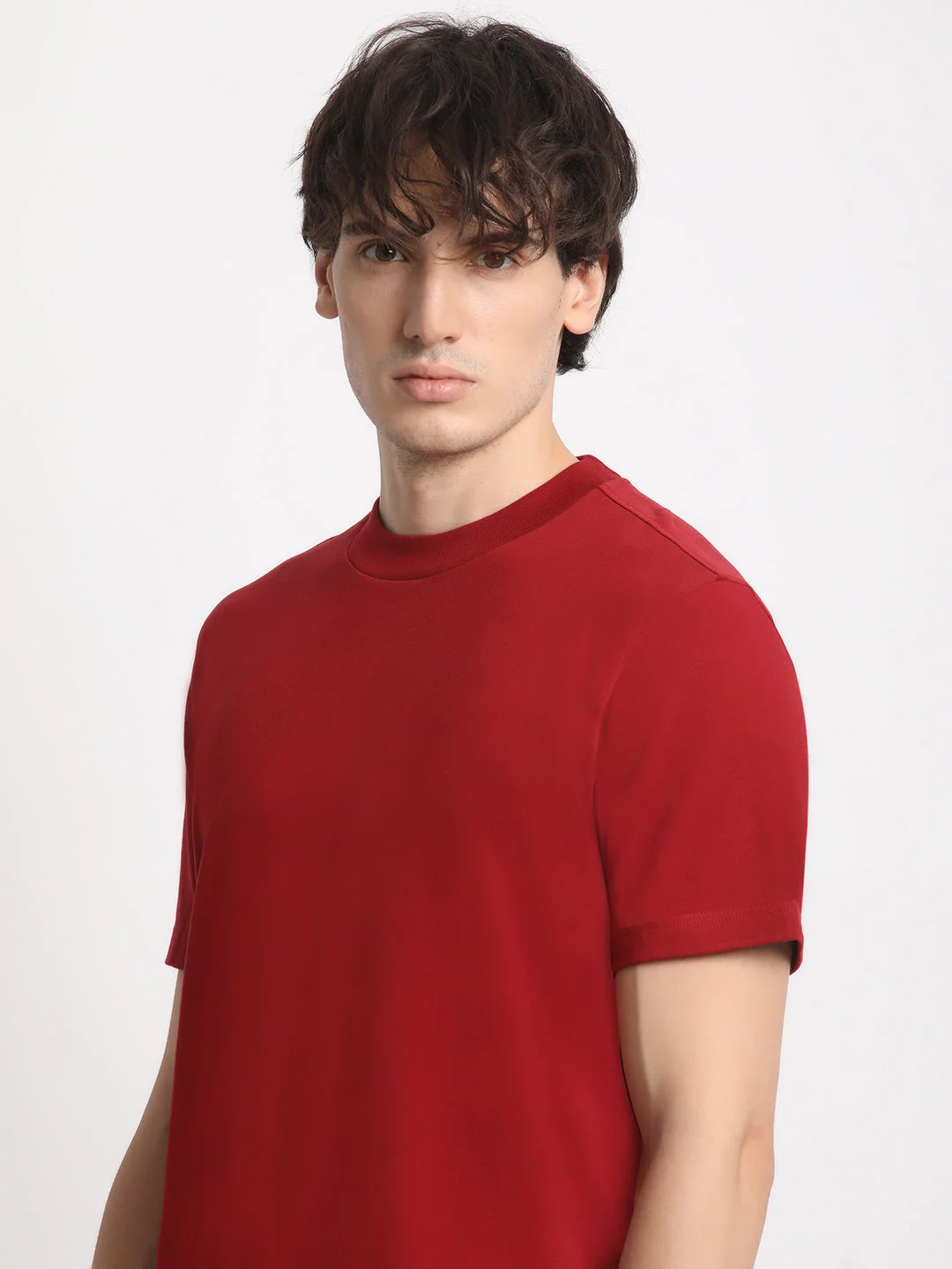 Men Maroon Solid Regular Fit Round Neck T Shirt | The Bear House - Image 5