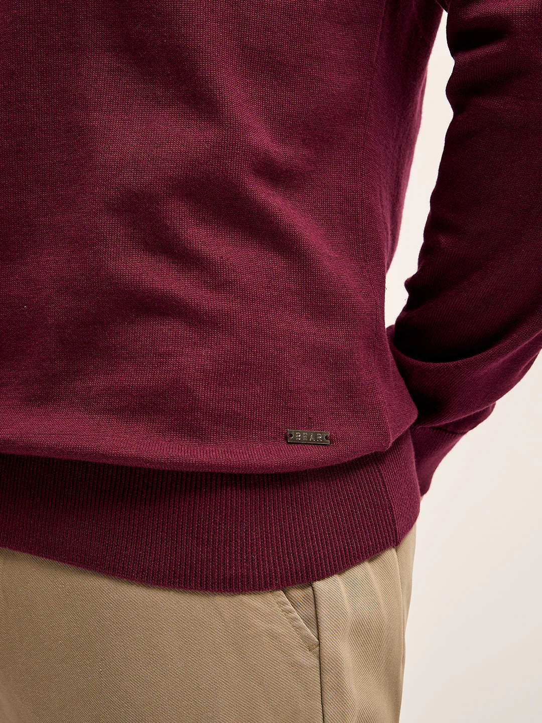 Men Maroon Solid Regular Fit Turtle Neck T-shirt - Image 5