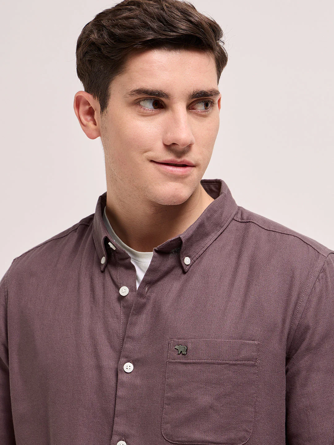 Men Maroon Solid Slim Fit Casual Shirt - Image 5