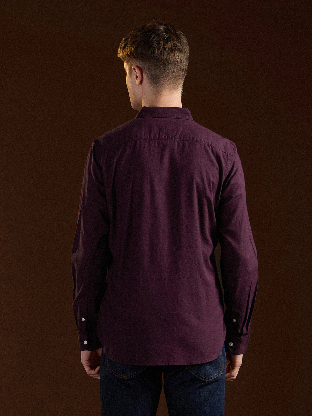 Men Maroon Solid Slim Fit Cotton Casual Shirt - Image 2