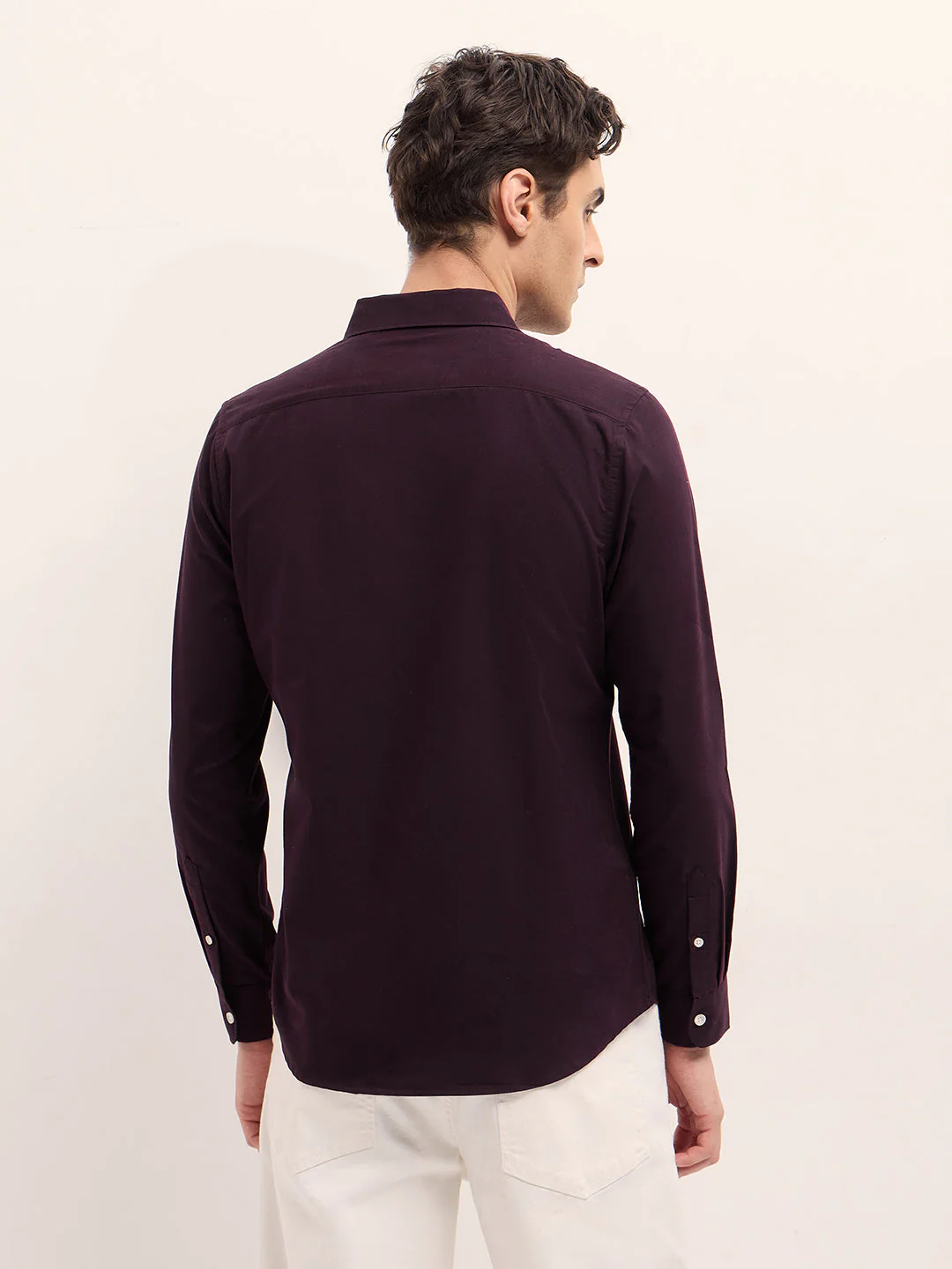 Men Maroon Solid Slim Fit Polyester Casual Shirt - Image 2