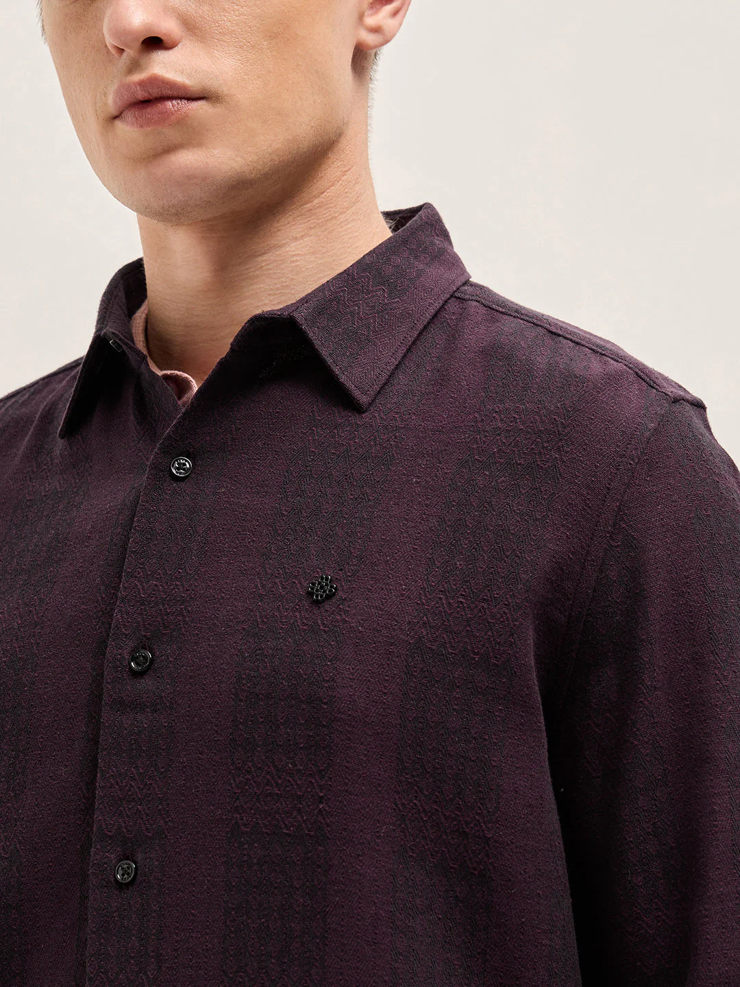 Men Maroon Striped Slim Fit Casual Shirt - Image 5