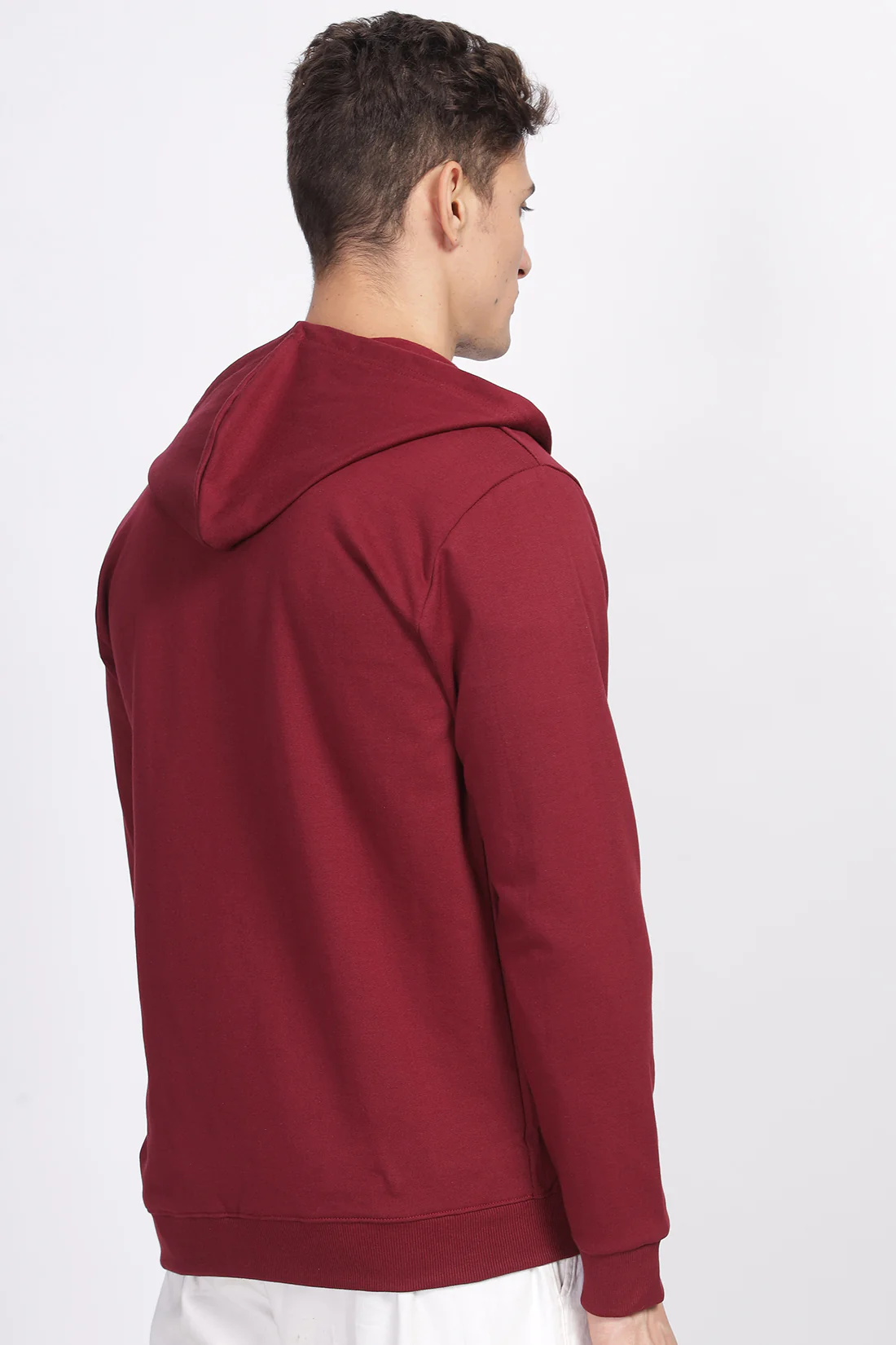Men Maroon Sweatshirt With Zipper Hoodies - Image 2