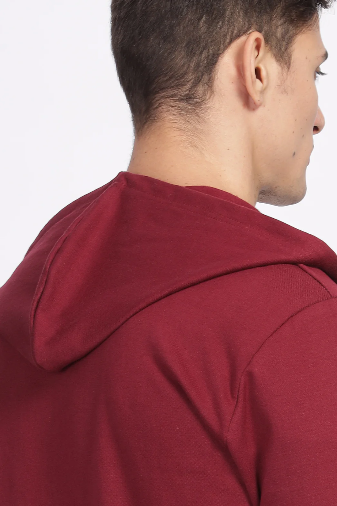 Men Maroon Sweatshirt With Zipper Hoodies - Image 3
