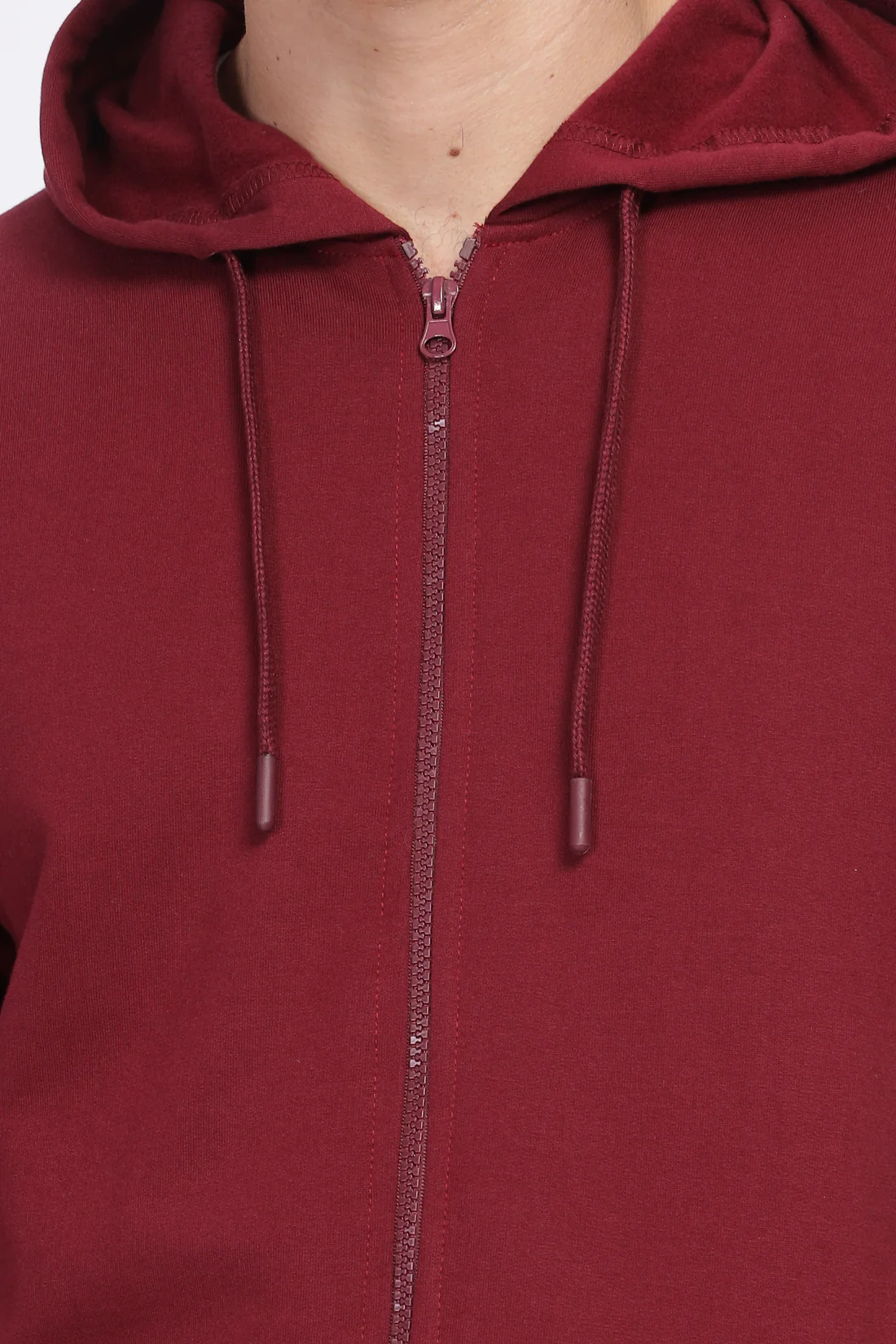 Men Maroon Sweatshirt With Zipper Hoodies - Image 6