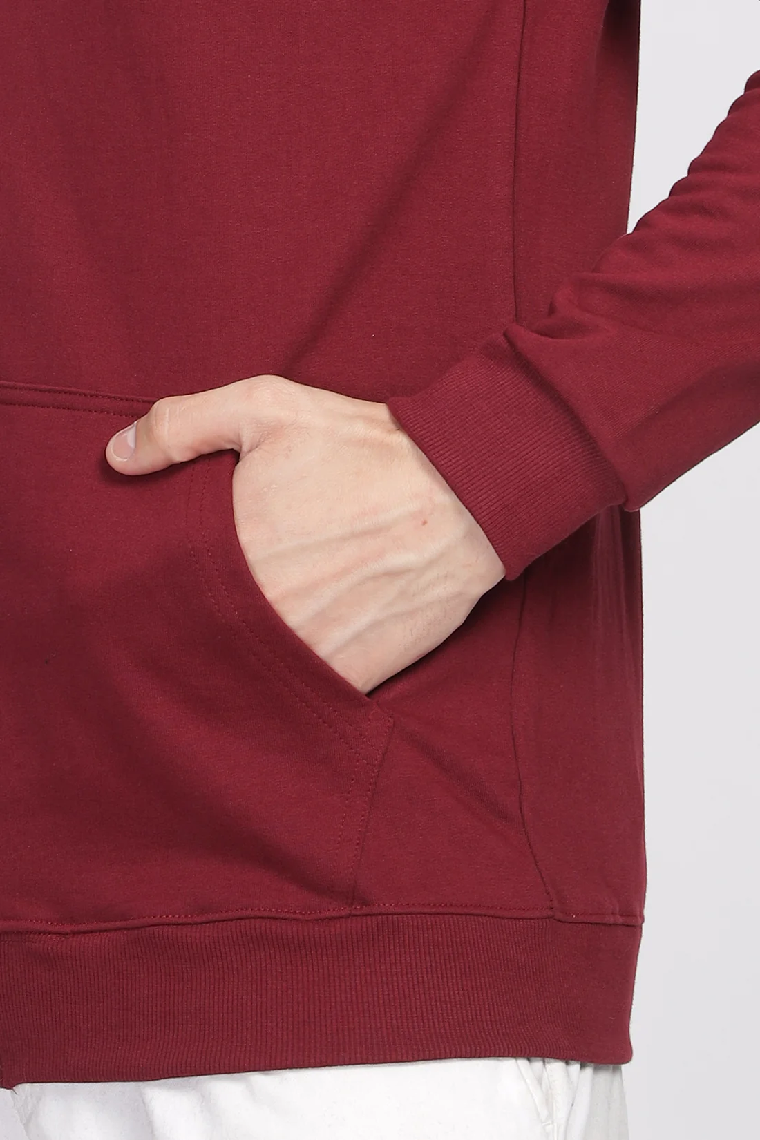 Men Maroon Sweatshirt With Zipper Hoodies - Image 7