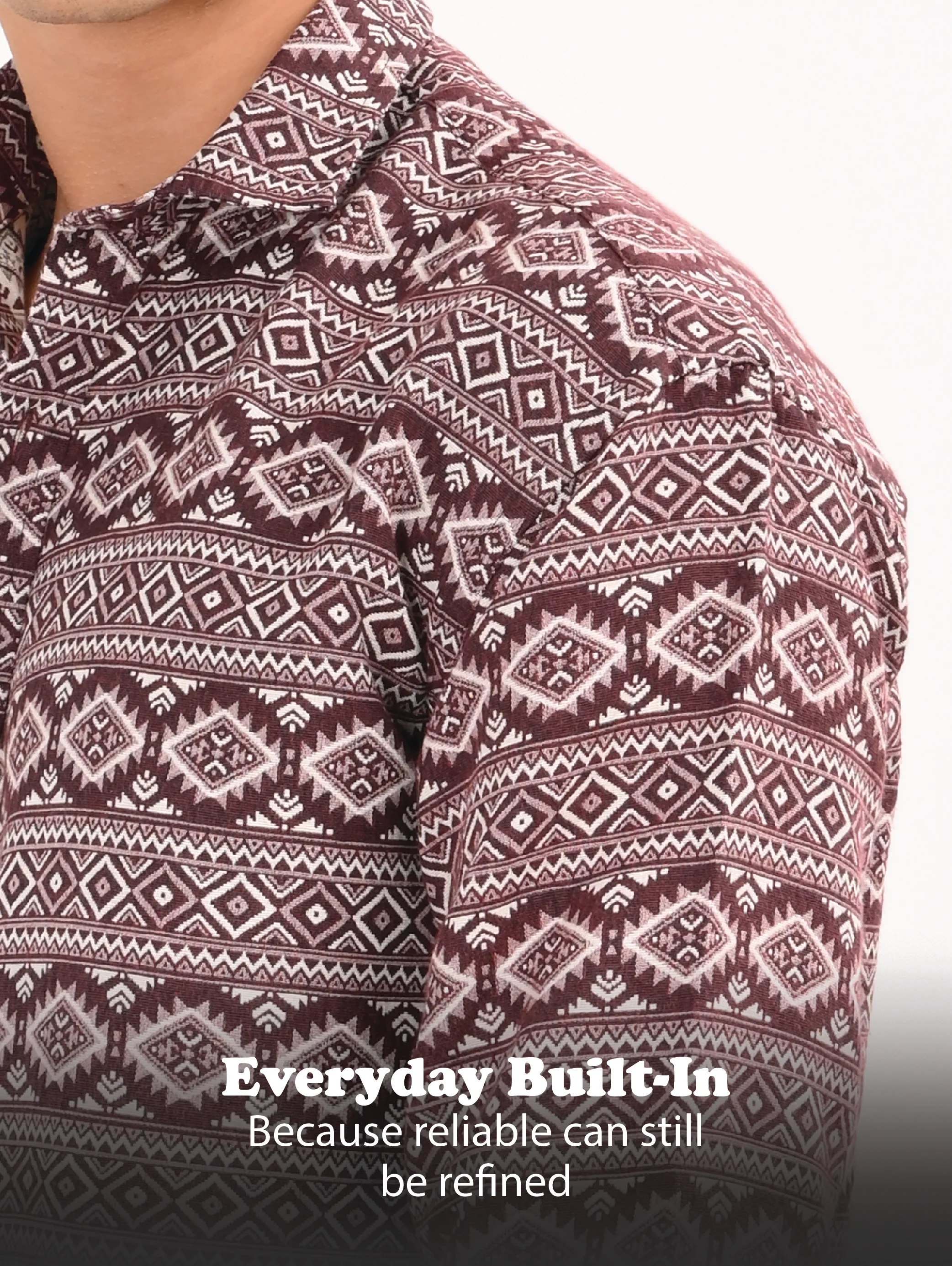 Men Maroon Textured Jacquard Tribal Shirt - Image 13