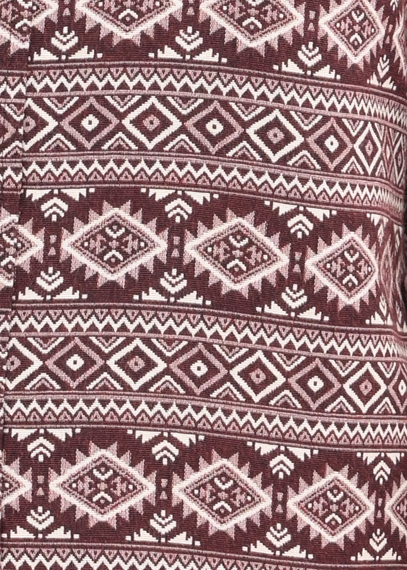 Men Maroon Textured Jacquard Tribal Shirt - Image 6