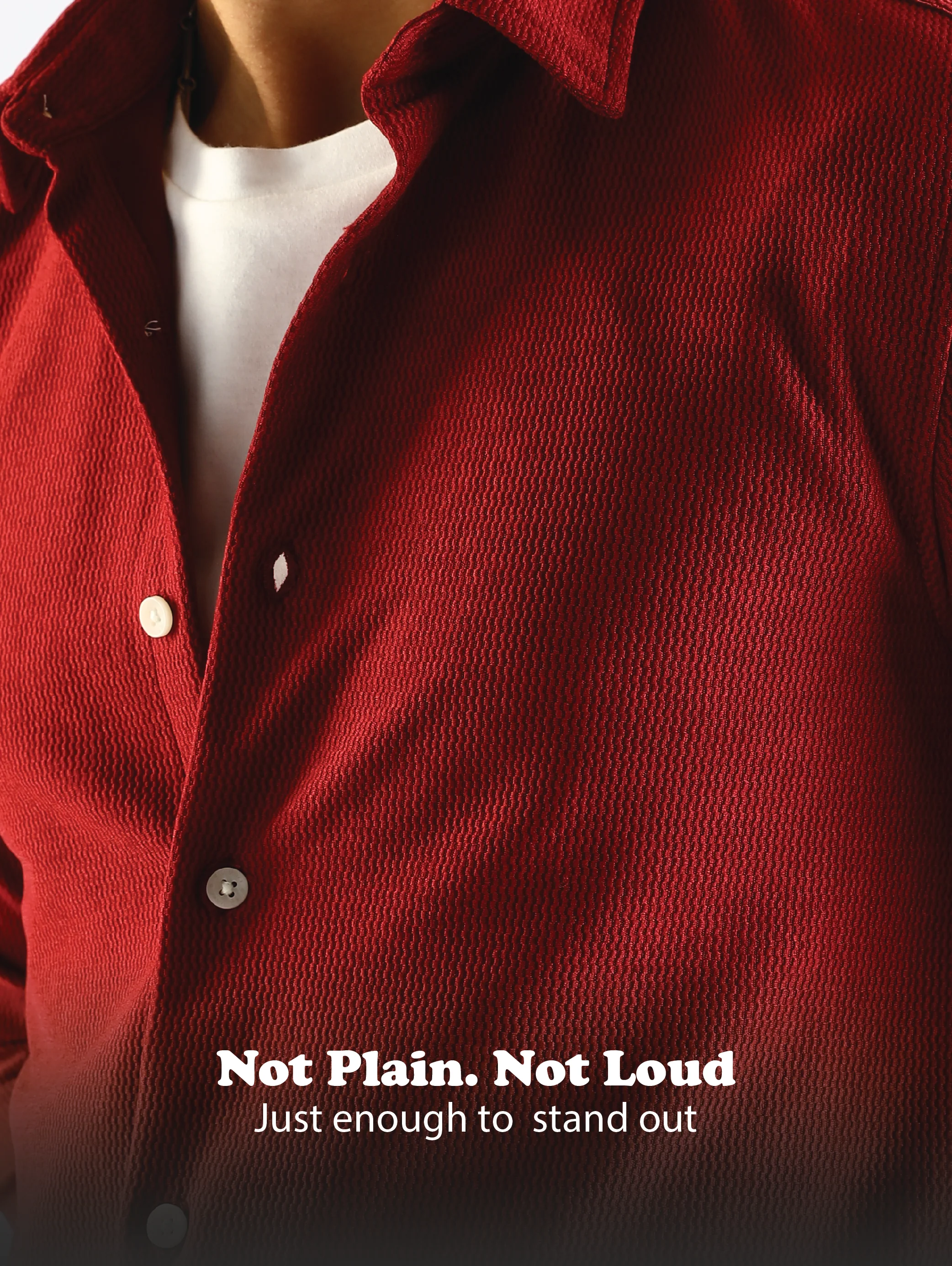 Men Maroon Textured Spread Collar Shirt - Image 15