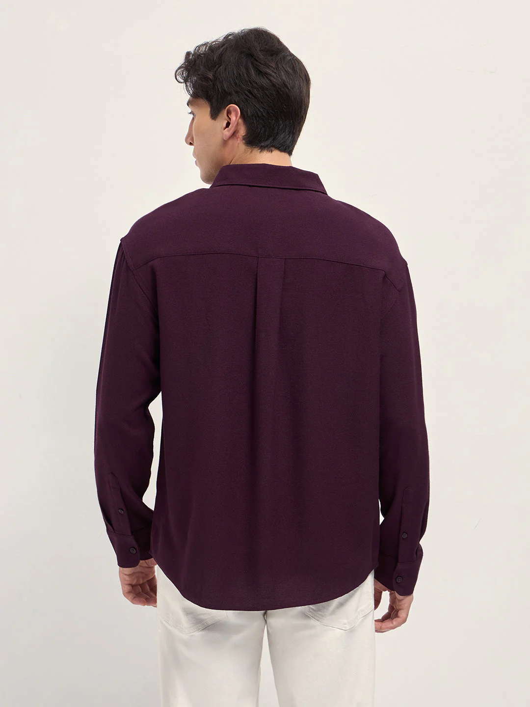 Men Maroon Woven Textured Relaxed Fit Casual Shirt - Image 2