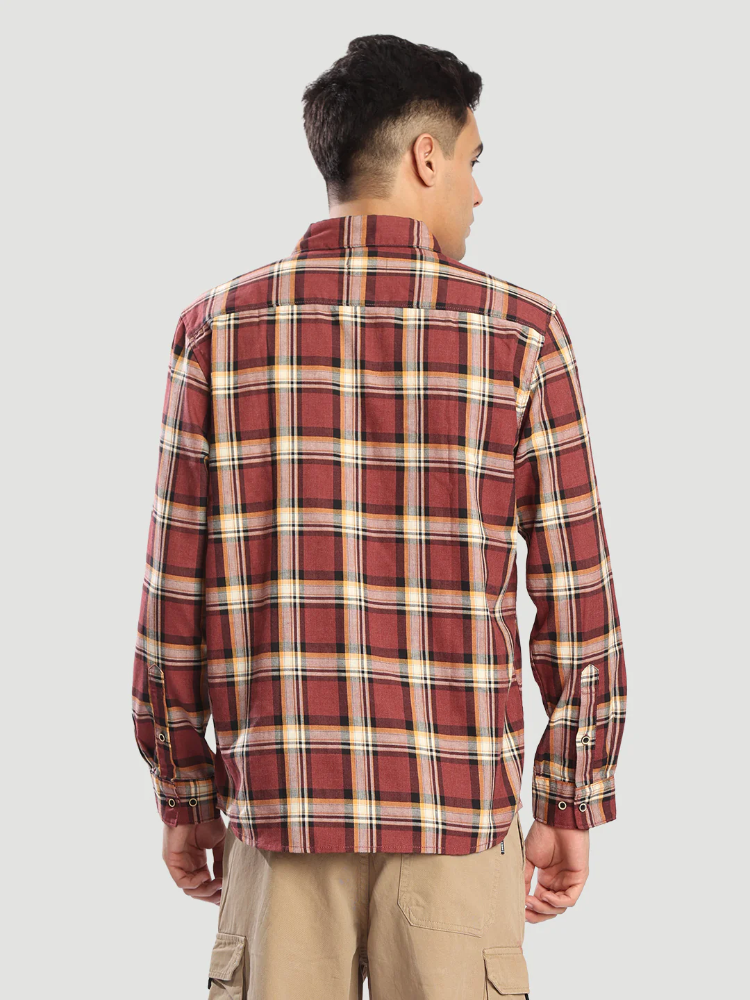 Men Marroon Checked Relax Fit Casual Shirt - Image 6