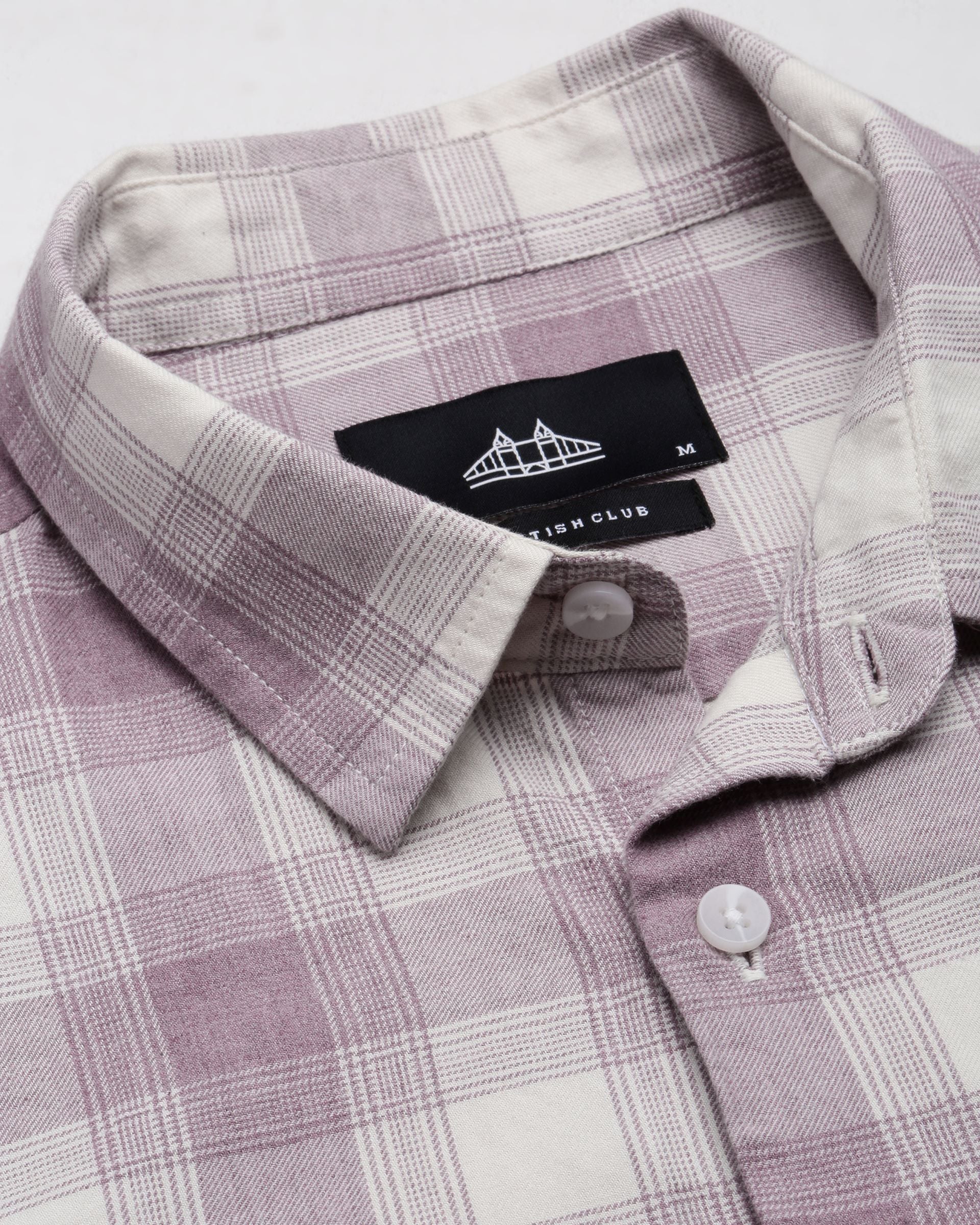 Men Mauve Checked Cotton Shirt - Image 7