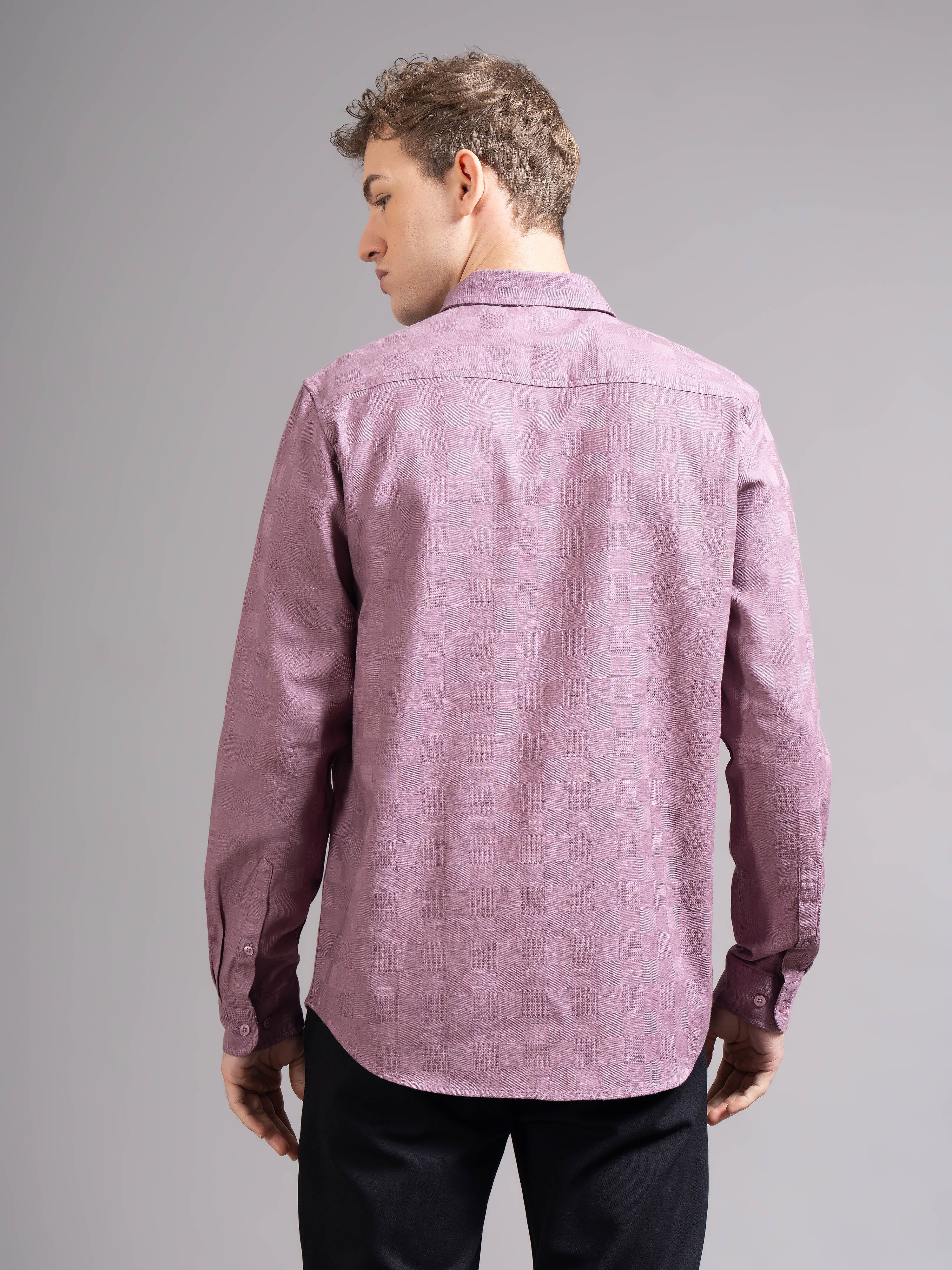Men Mauve Checked Shirt - Image 3