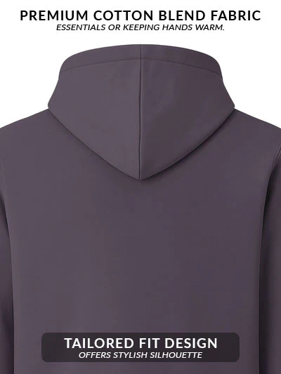 Men Mauve Cotton Fleece Hoodie - Image 4