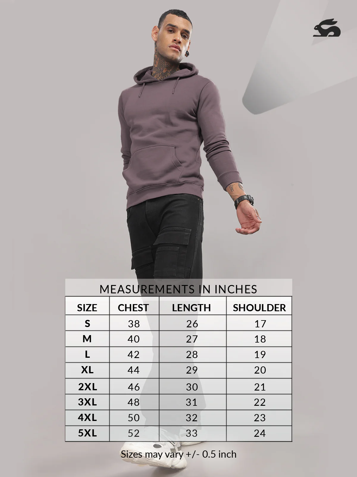 Men Mauve Cotton Fleece Hoodie - Image 6