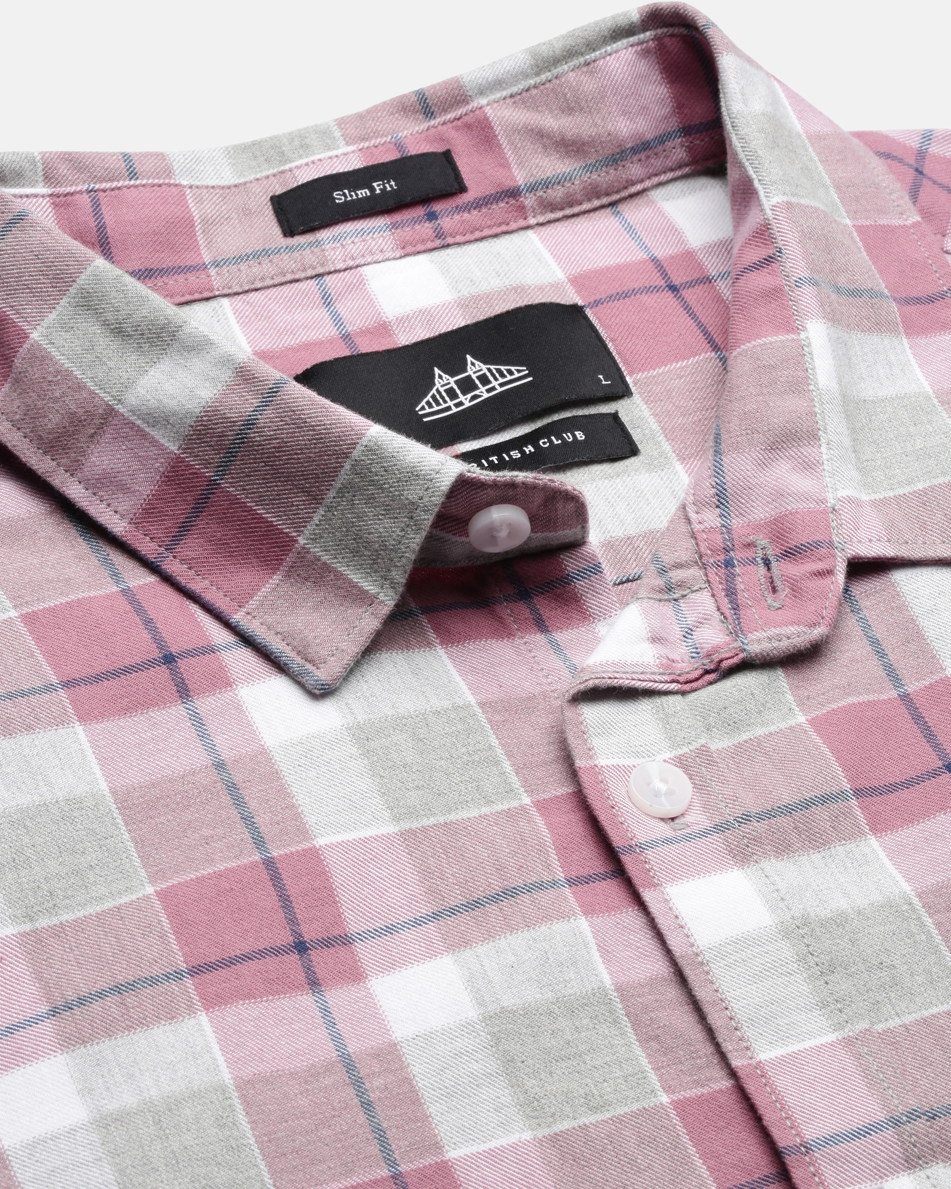 Men Mauve Cotton Slim Shirt - Image 3