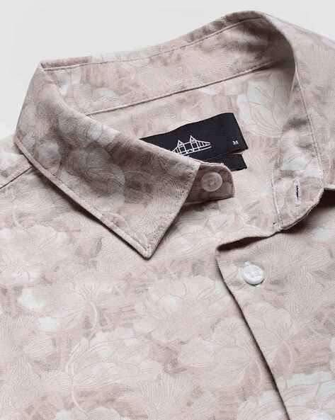 Men Mauve Floral Print Shirt - Image 7